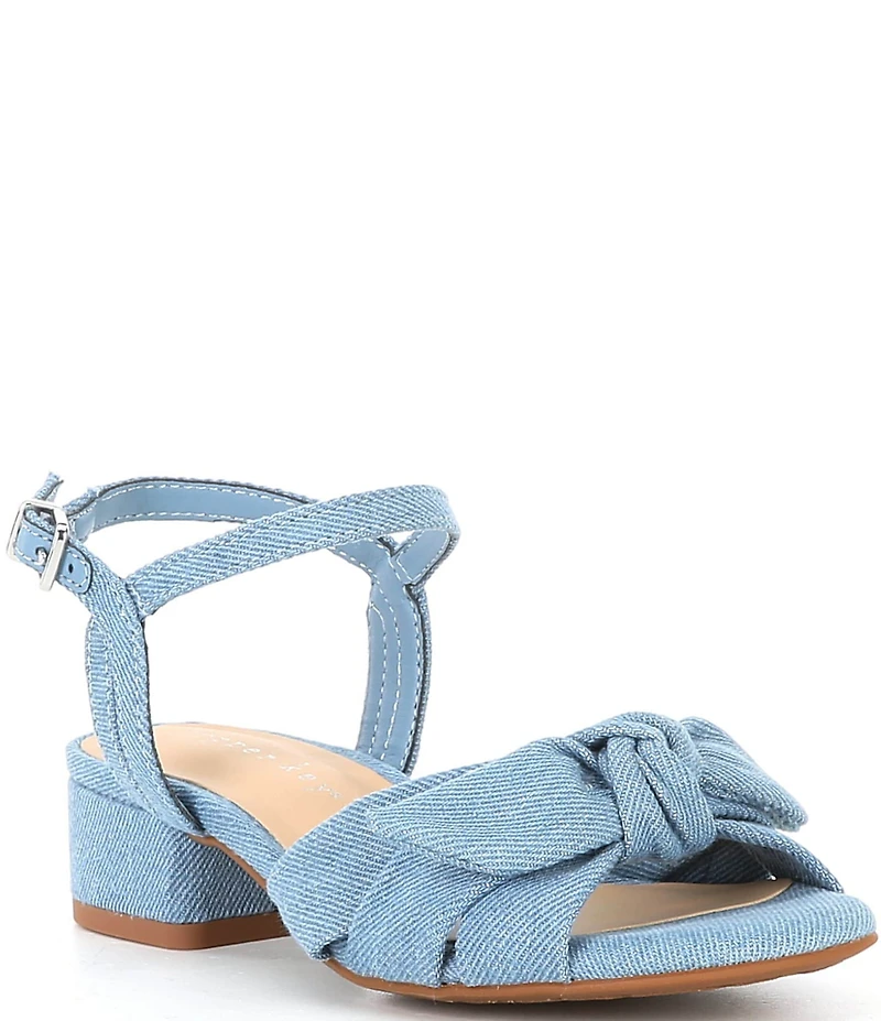 Copper Key Girls' Divine Denim Twist Bow Block Heel Sandals (Youth)