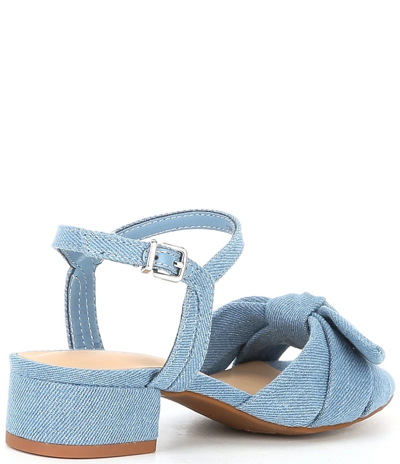 Copper Key Girls' Divine Denim Twist Bow Block Heel Sandals (Youth)