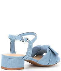 Copper Key Girls' Divine Denim Twist Bow Block Heel Sandals (Youth)
