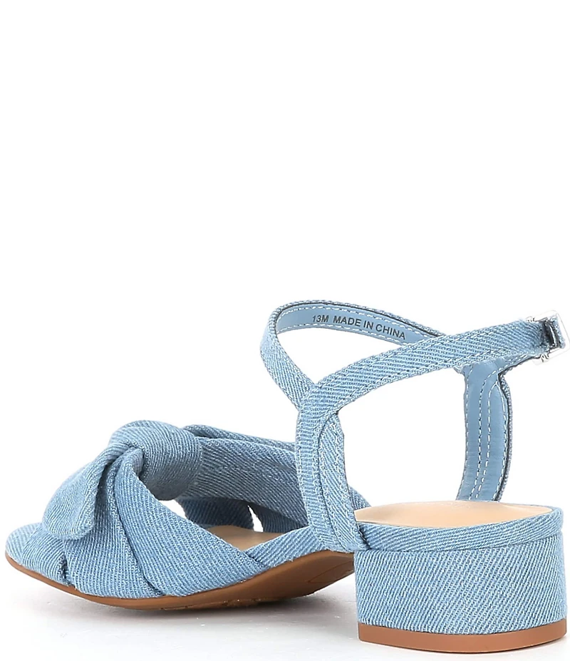 Copper Key Girls' Divine Denim Twist Bow Block Heel Sandals (Youth)