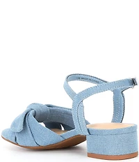 Copper Key Girls' Divine Denim Twist Bow Block Heel Sandals (Youth)