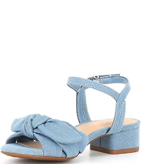 Copper Key Girls' Divine Denim Twist Bow Block Heel Sandals (Youth)