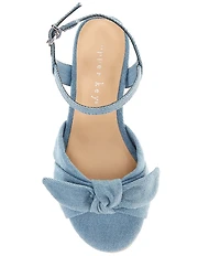 Copper Key Girls' Divine Denim Twist Bow Block Heel Sandals (Youth)