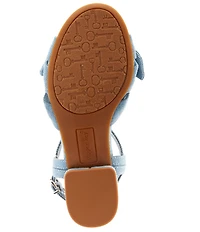 Copper Key Girls' Divine Denim Twist Bow Block Heel Sandals (Youth)