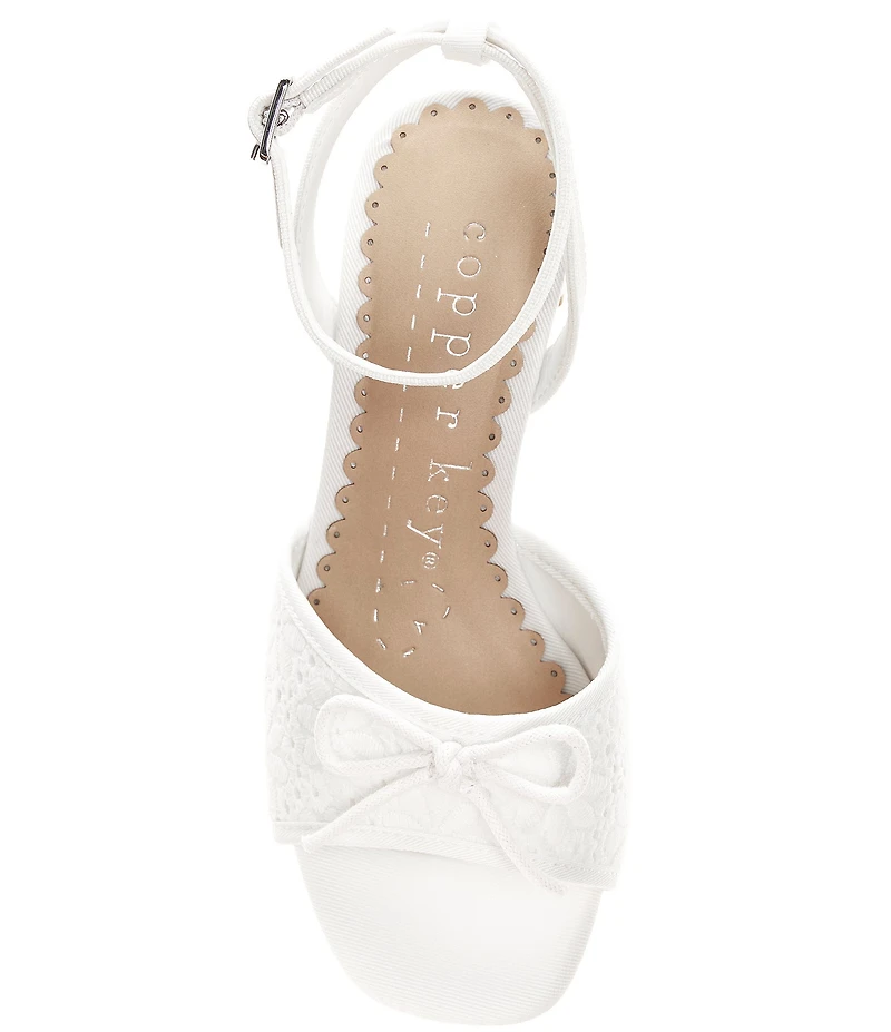 Copper Key Girls' Kape Floral Lace Bow Ankle Strap Dress Sandals (Toddler)