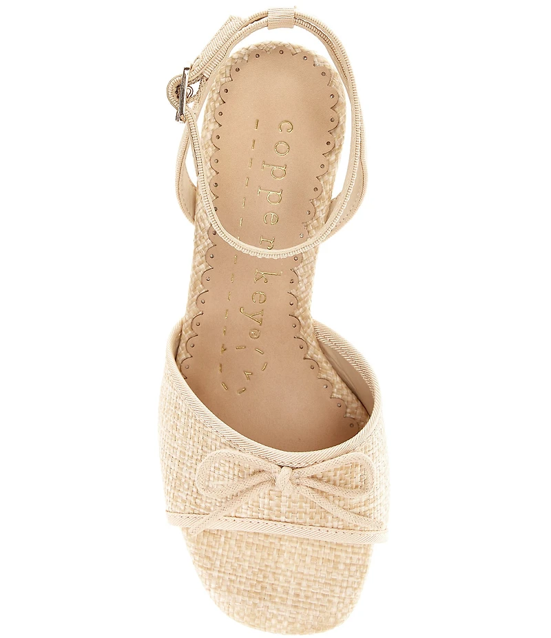 Copper Key Girls' Kape Raffia Bow Ankle Strap Dress Sandals (Youth)