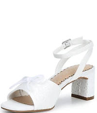 Copper Key Girls' Kape Floral Lace Bow Ankle Strap Dress Sandals (Youth)