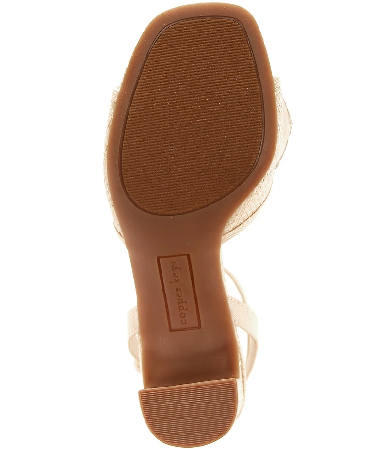 Copper Key Girls' Kape Raffia Bow Ankle Strap Dress Sandals (Toddler)