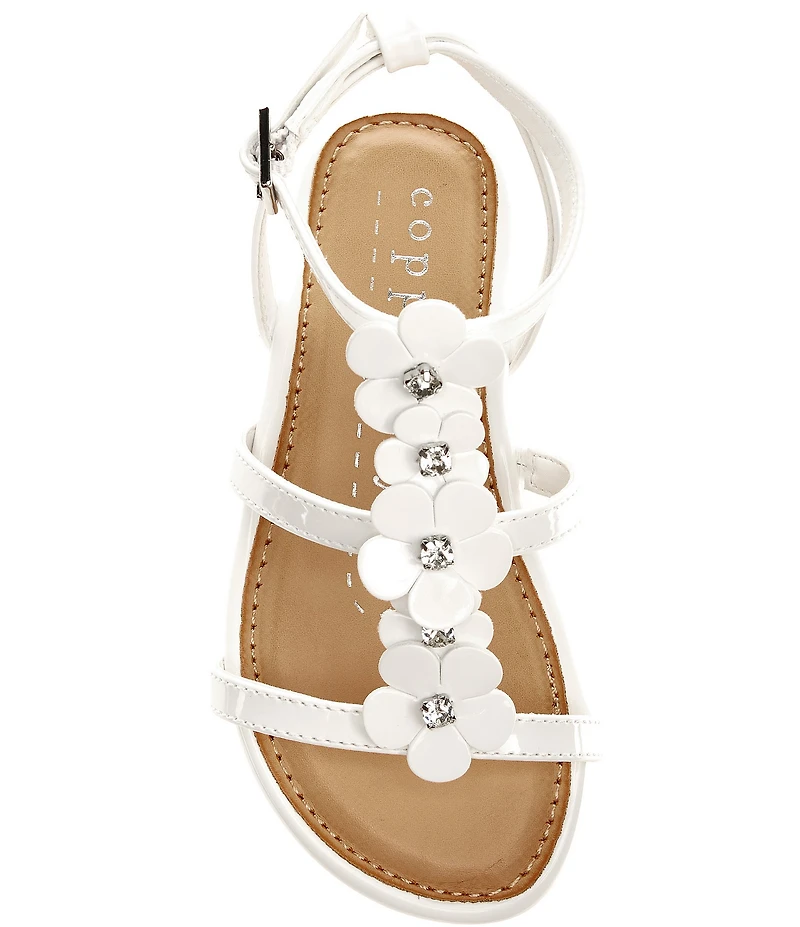 Copper Key Girls' Kori Patent Buckle Embellished Floral Sandals (Toddler)