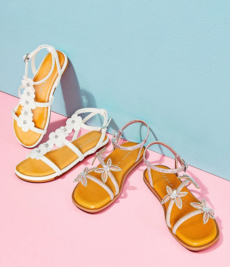 Copper Key Girls' Kori Patent Buckle Embellished Floral Sandals (Toddler)
