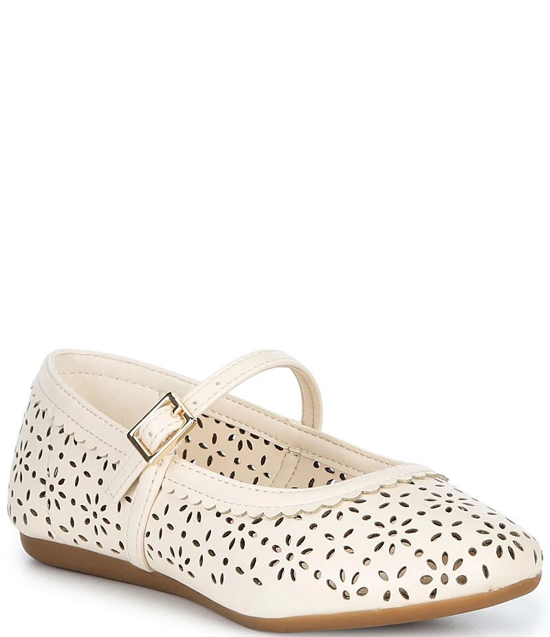 Copper Key Girls' Lorelei Floral Perforated Detail Mary Jane Flats (Toddler)