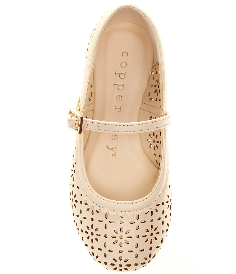Copper Key Girls' Lorelei Floral Perforated Detail Mary Jane Flats (Toddler)