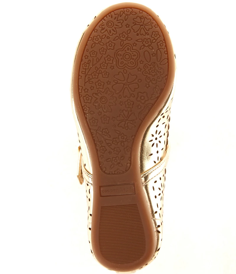 Copper Key Girls' Lorelei Floral Perforated Detail Mary Jane Flats (Toddler)