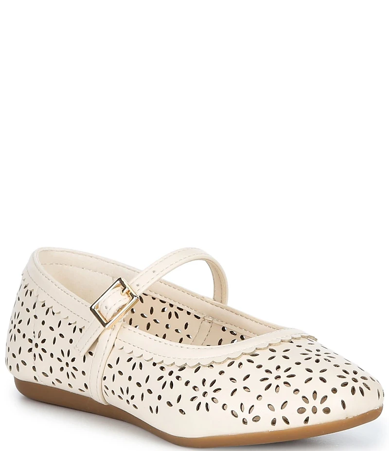 Copper Key Girls' Lorelei Floral Perforated Detail Mary Jane Flats (Youth)