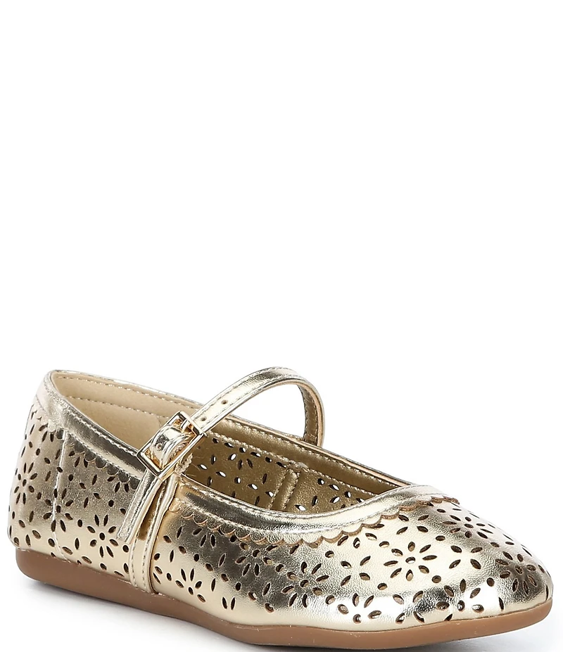 Copper Key Girls' Lorelei Floral Perforated Detail Mary Jane Flats (Youth)