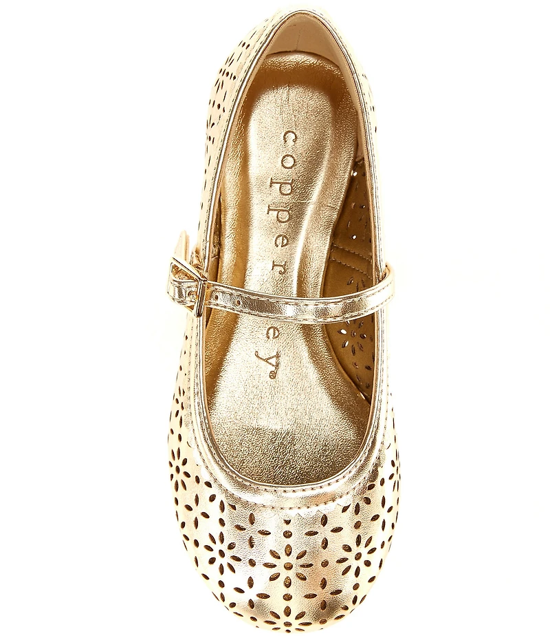 Copper Key Girls' Lorelei Floral Perforated Detail Mary Jane Flats (Youth)