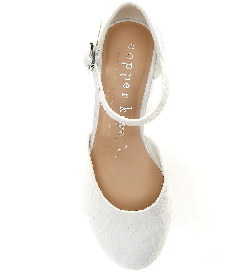 Copper Key Girls' Lydia Lace Closed Toe Pearl Pumps (Youth)