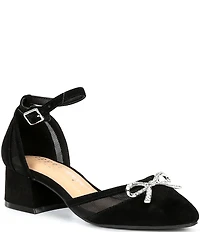 Copper Key Girls' Poppy Suede Rhinestone Bow Dress Heels (Youth)