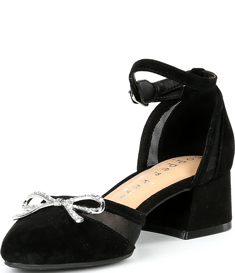 Copper Key Girls' Poppy Suede Rhinestone Bow Dress Heels (Youth)