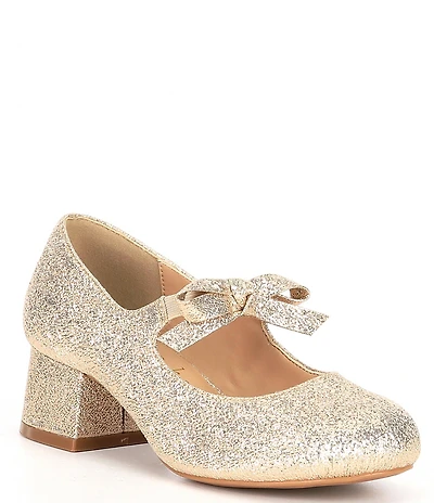 Copper Key Girls' Starlet Metallic Glitter Bow Detail Dress Heels (Toddler)