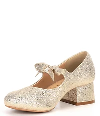 Copper Key Girls' Starlet Metallic Glitter Bow Detail Dress Heels (Toddler)