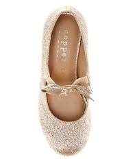 Copper Key Girls' Starlet Metallic Glitter Bow Detail Dress Heels (Toddler)