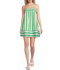 Copper Key Kennedy Green Striped Square Neck Mini Dress