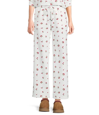 Copper Key Knit Cherry Print Wide Leg Coordinating Pants