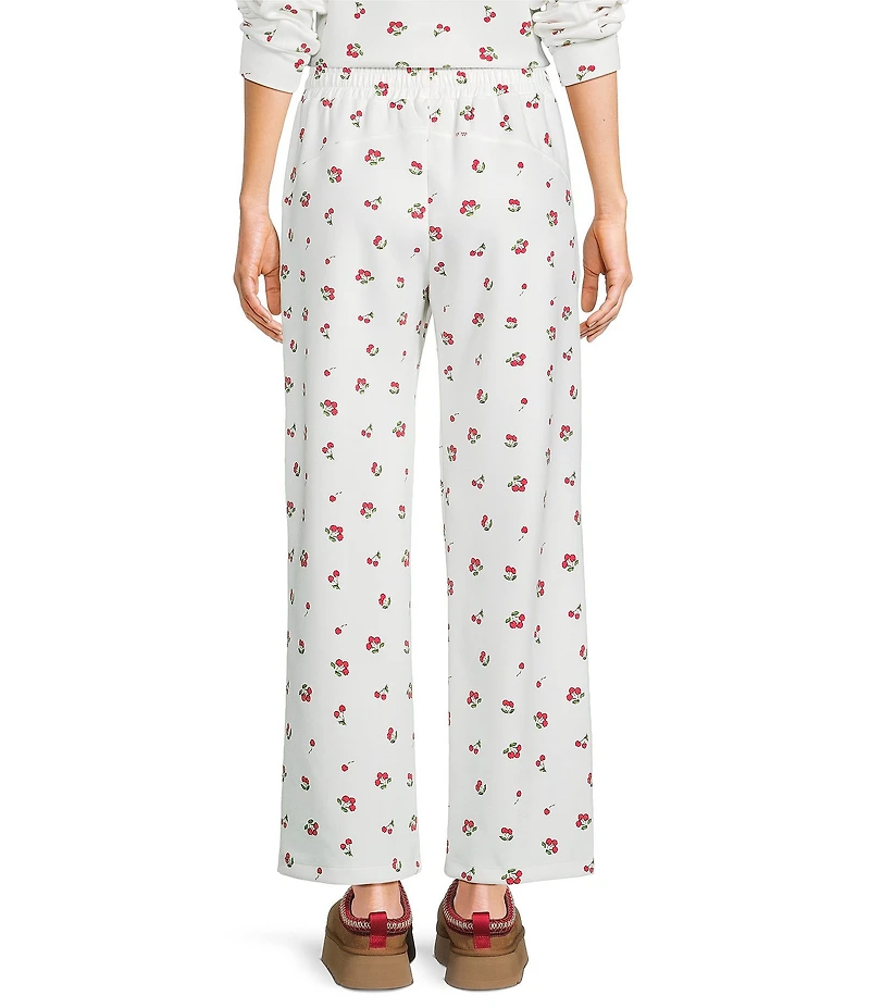 Copper Key Knit Cherry Print Wide Leg Coordinating Pants