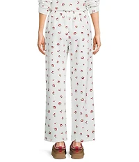 Copper Key Knit Cherry Print Wide Leg Coordinating Pants