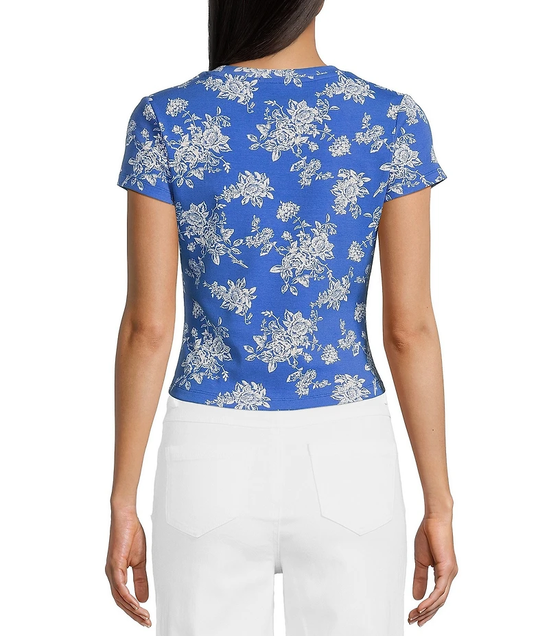 Copper Key Knit Floral Print T-Shirt