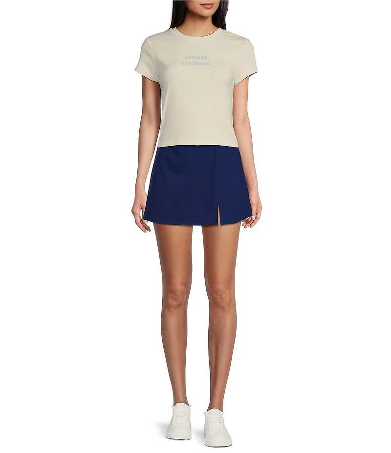 Copper Key Knit Front Slit Mini Skort