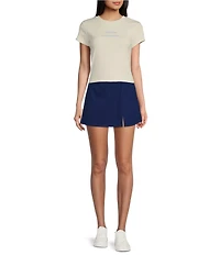 Copper Key Knit Front Slit Mini Skort