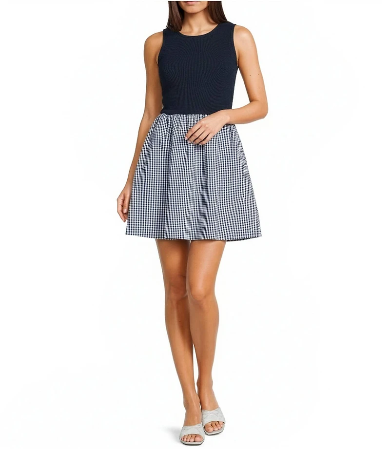 Copper Key Knit To Gingham Dress