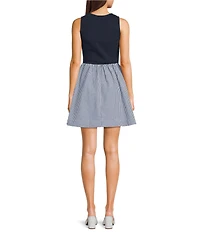 Copper Key Knit To Gingham Dress