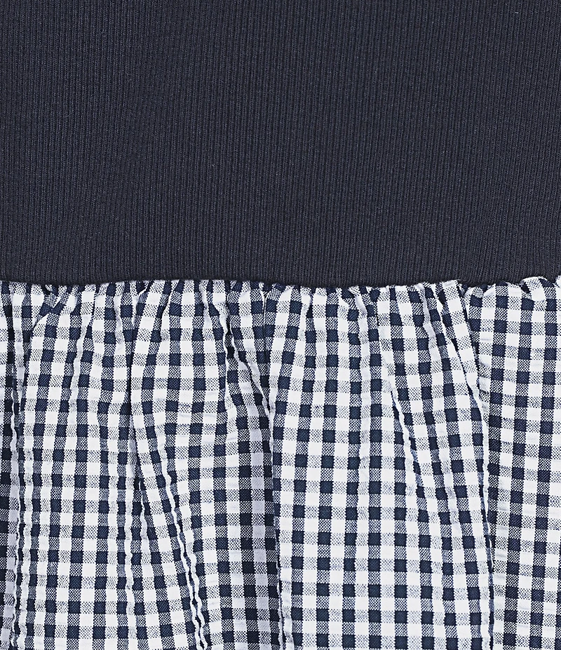 Copper Key Knit To Gingham Dress