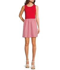 Copper Key Knit To Gingham Dress