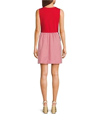 Copper Key Knit To Gingham Dress