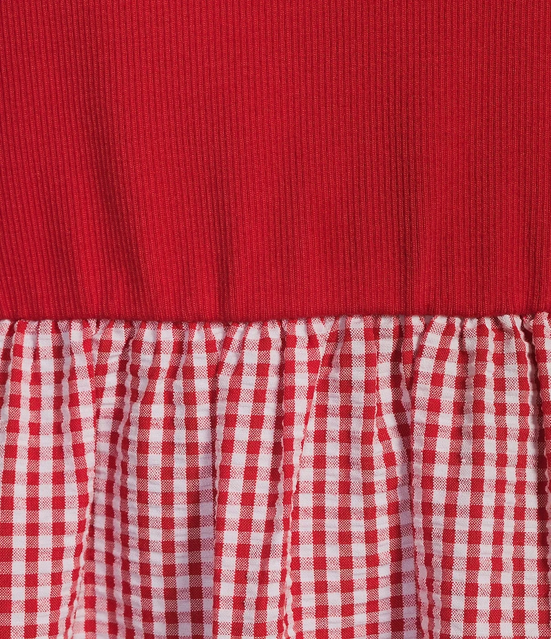 Copper Key Knit To Gingham Dress