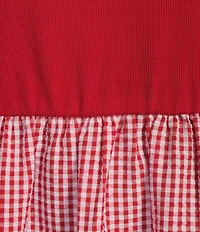 Copper Key Knit To Gingham Dress