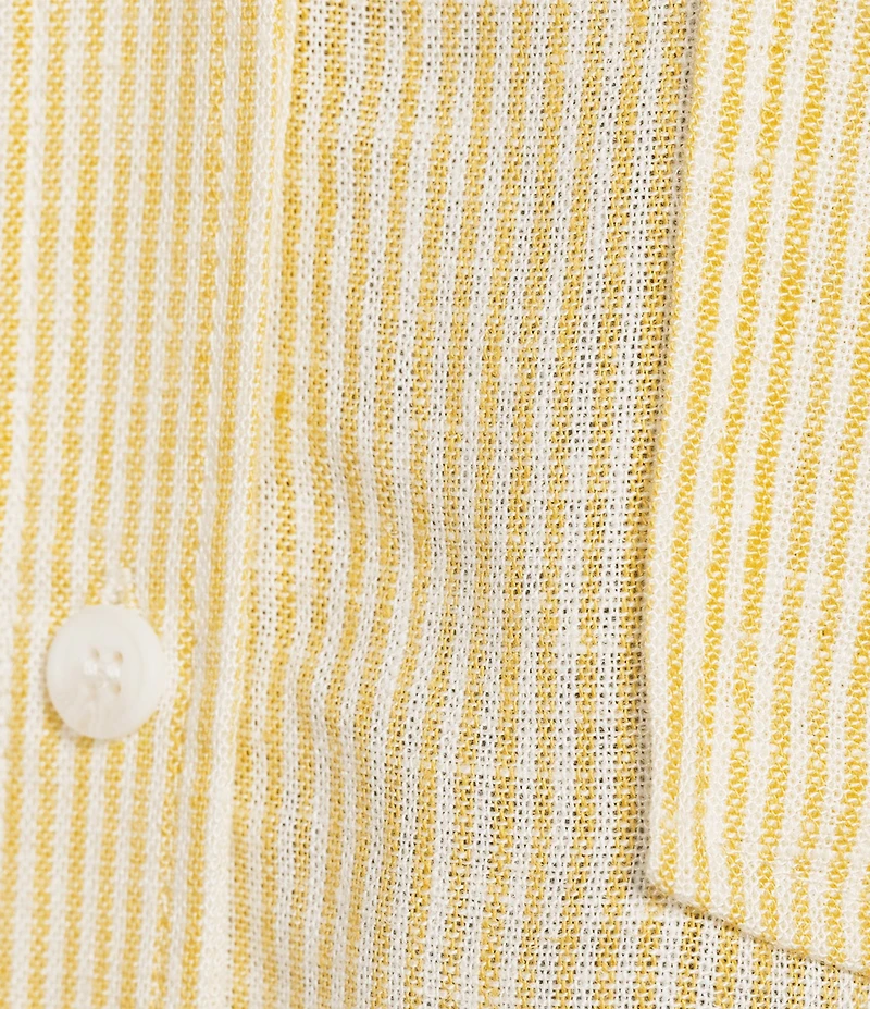 Copper Key Linen Stripe Coordinating Crop Camp Shirt