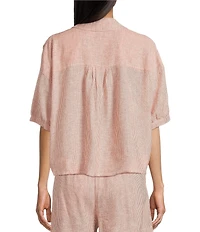 Copper Key Linen Stripe Coordinating Crop Camp Shirt