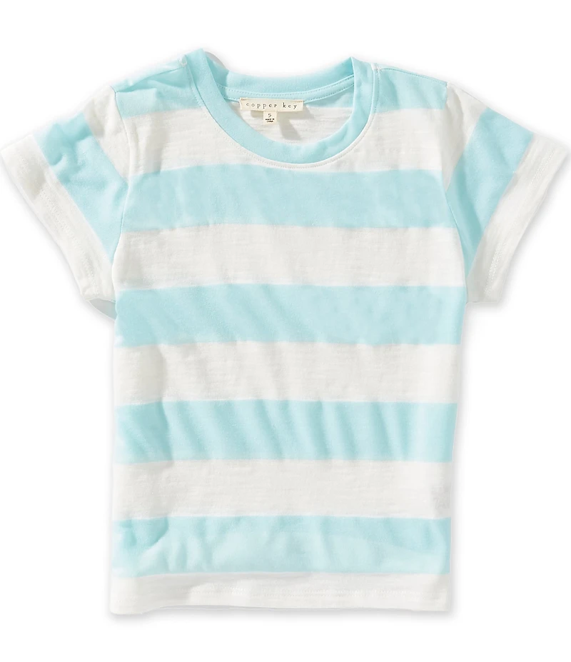 Copper Key Little Girls Knit Wide Stripe Boxy T-Shirt