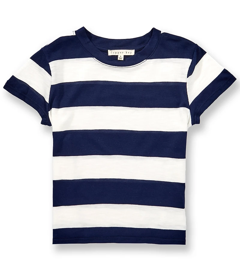 Copper Key Little Girls Wide Stripe Boxy T-Shirt