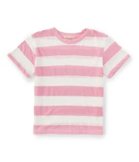 Copper Key Little Girls Knit Wide Stripe Boxy T-Shirt