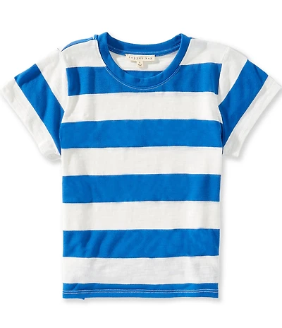 Copper Key Little Girls Knit Wide Stripe Boxy T-Shirt