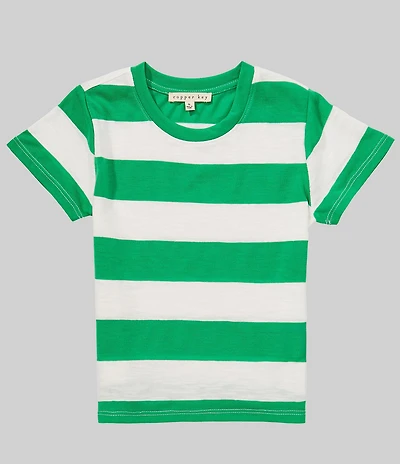 Copper Key Little Girls Knit Wide Stripe Boxy T-Shirt