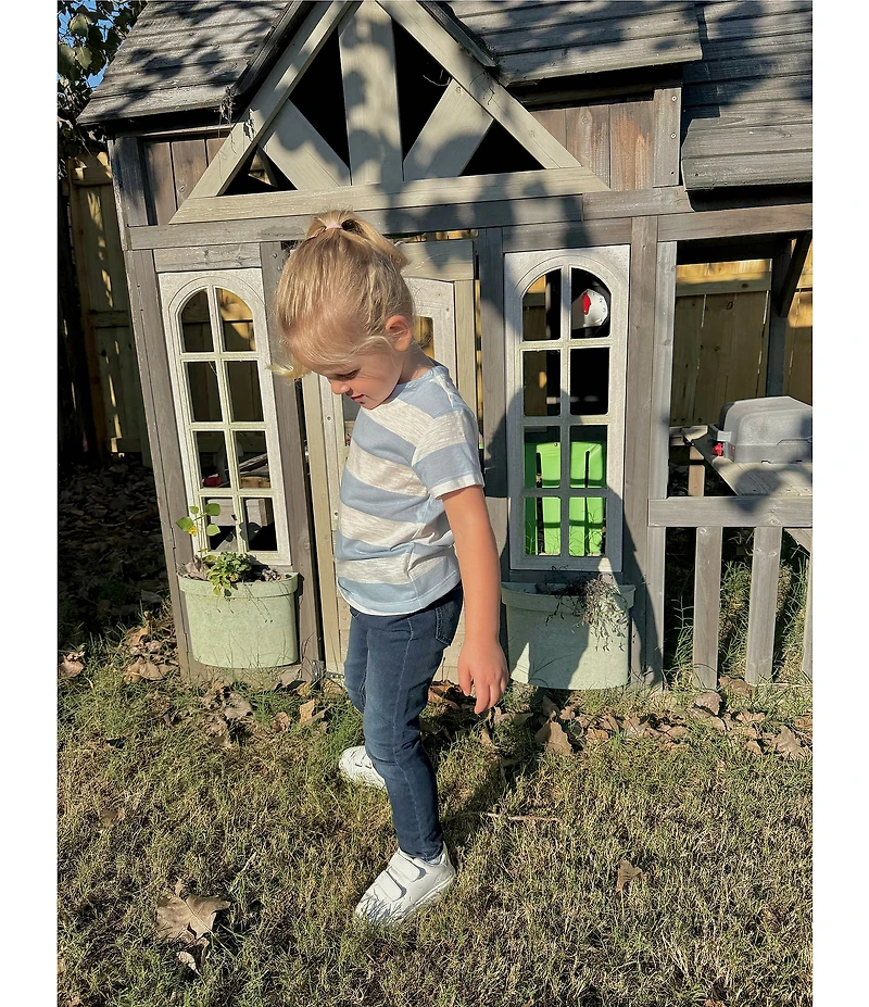 Copper Key Little Girls Knit Wide Stripe Boxy T-Shirt