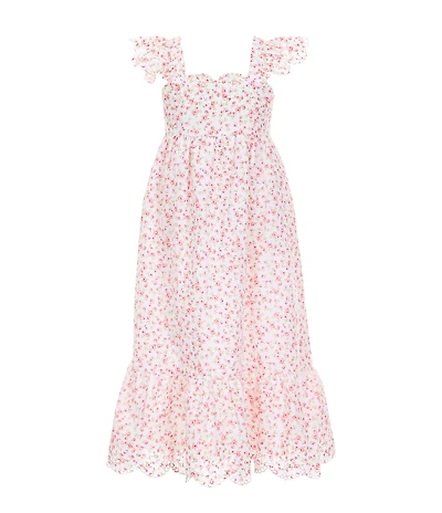 Copper Key Little Girls Eyelet Floral Midi Dress