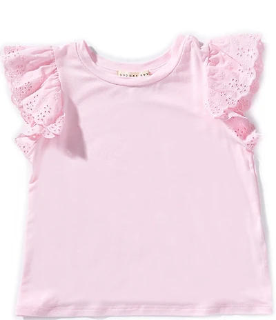Copper Key Little Girls Eyelet Flutter Sleeve Top